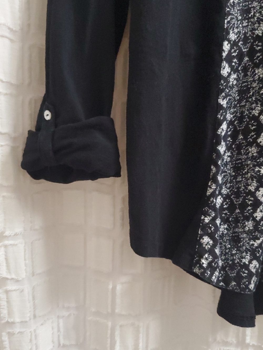 Lucky Brand Black Button-Front Blouse with Patterned Placket - Picture 7 of 16